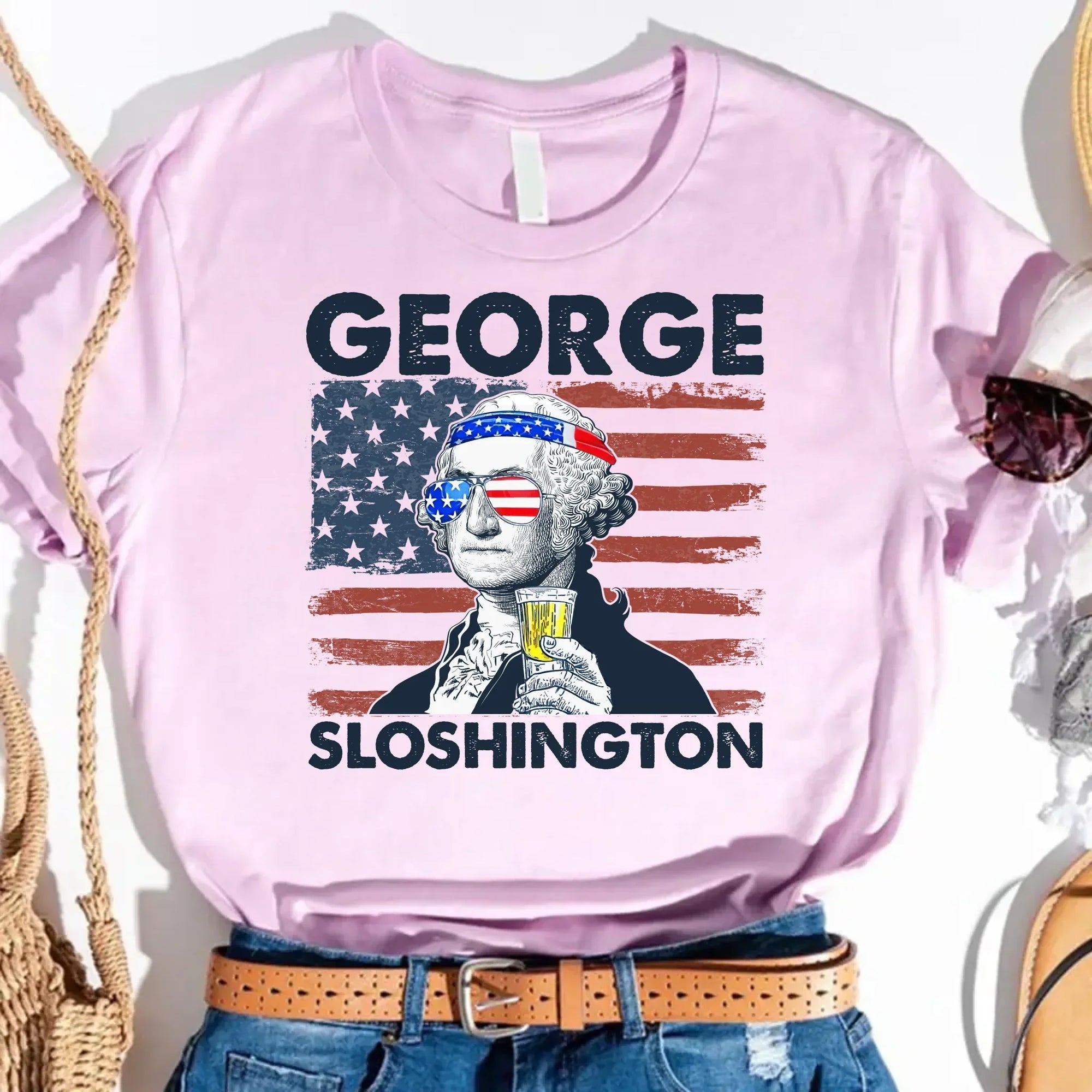 George Sloshington 4th of July Shirt – Washington Drinking Party Tee