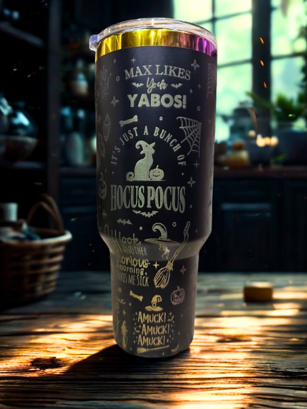 Hocus Pocus Custom Engraved 40 oz Tumbler with Straw and optional removable handle!