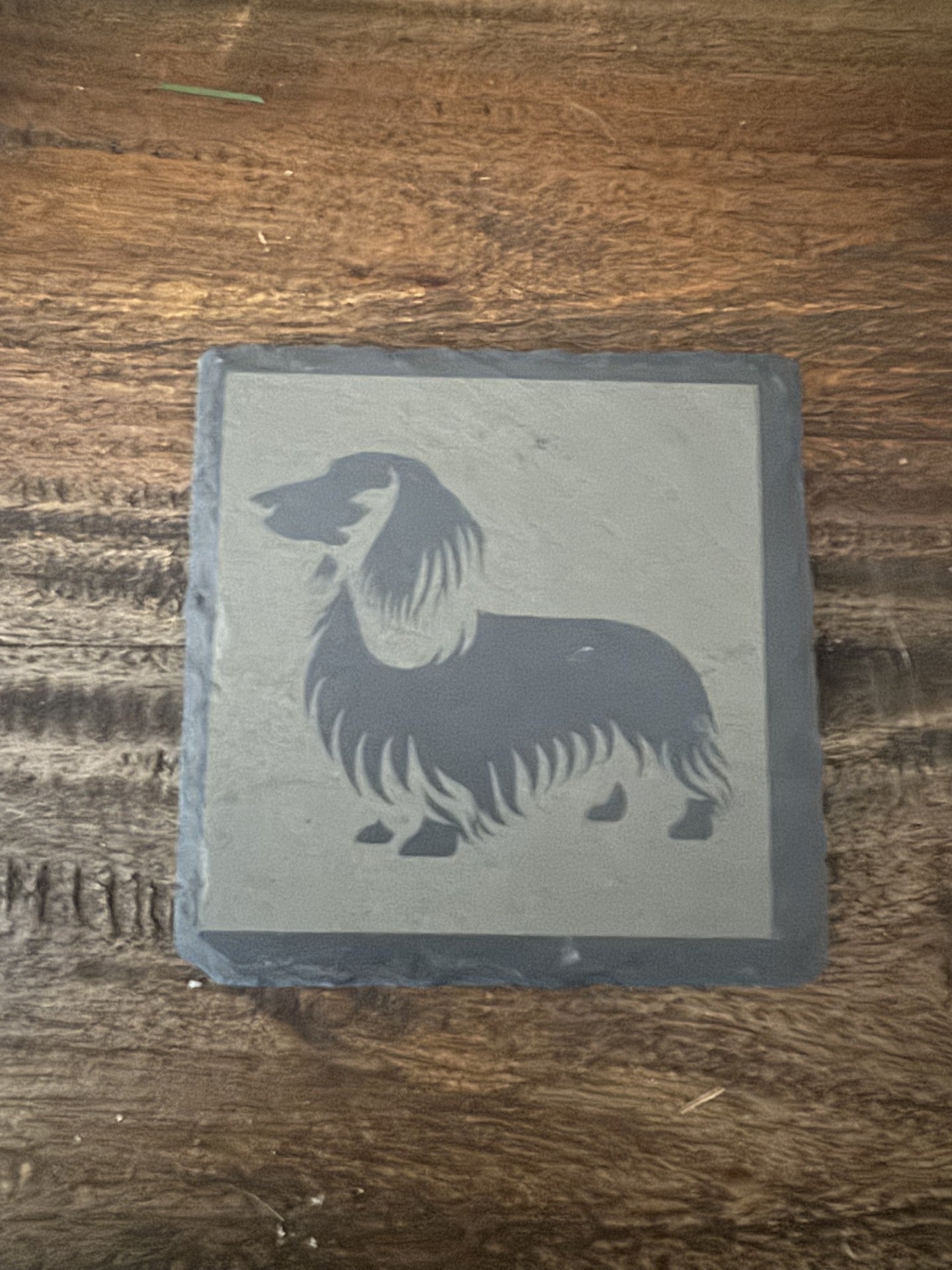 4-Piece Slate Coasters Custom Engraved with Dachshund Silhouettes