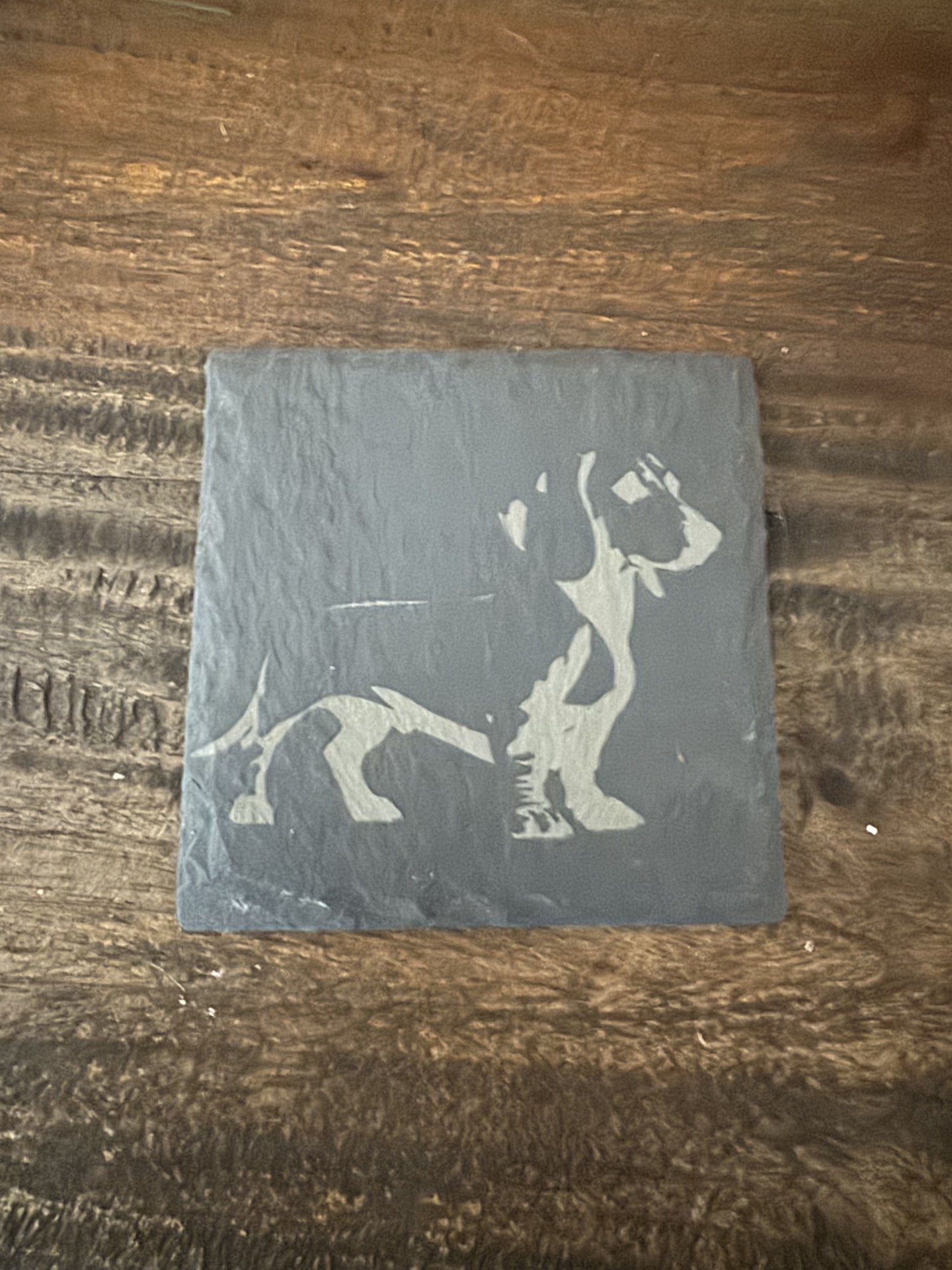 4-Piece Slate Coasters Custom Engraved with Dachshund Silhouettes